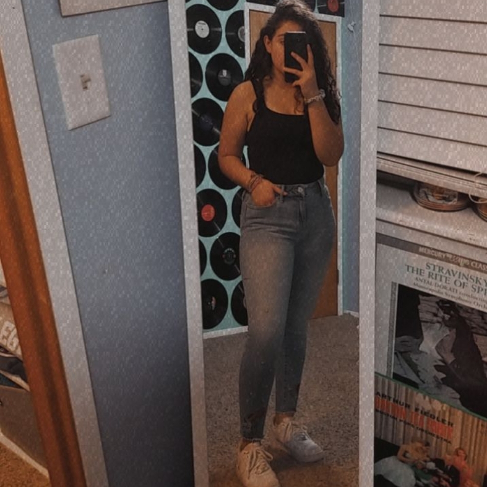 embroidered jeans